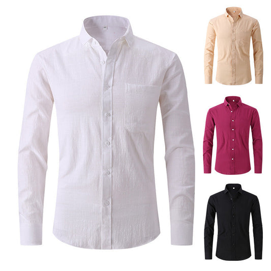 Men's Cotton and Linen Business Slim Shirt