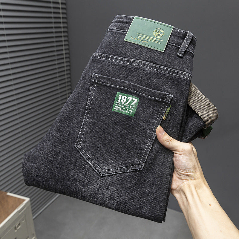 2023 High-End Men's Stretch Slim Winter Velvet Thickened Warm Jeans