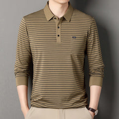 Men's New Business Casual Striped Polo Shirt