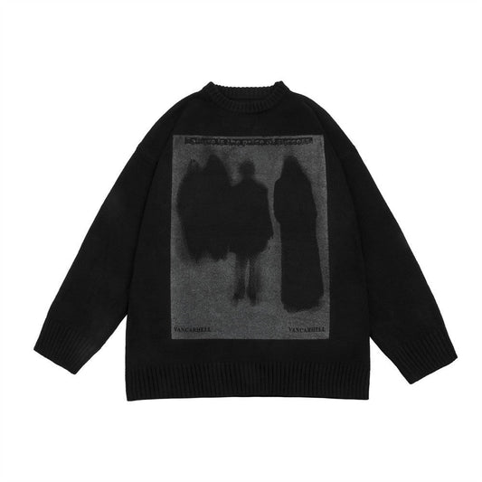 Men's Dark Ghost Print Knit Sweater