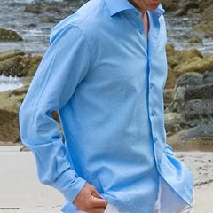 Men's Solid Color Breathable and Comfortable Business Casual Long-sleeved Shirt