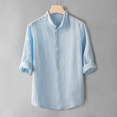 Men's Casual Loose Solid Color Cotton Linen Shirt
