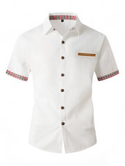 2024 New Fashion Men's Plaid Color Matching Business Casual Shirt