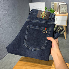 2023 High-End Men's Stretch Slim Winter Velvet Thickened Warm Jeans