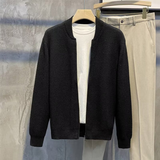 Men's Double Zipper Cardigan Casual All-match Knitted Jacket