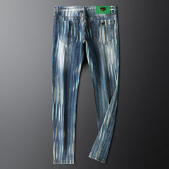 Men's Striped Contrast Casual Jeans