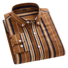 New Men's 100% Cotton Striped Loose Breathable Shirt