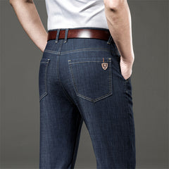Men's High Quality Cotton Stretch Comfortable Breathable Ice Silk Straight Jeans