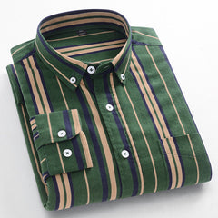 New Men's 100% Cotton Striped Loose Breathable Shirt