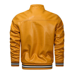 Men's Stand Collar Casual Leather Jacket
