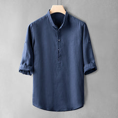 Men's Casual Loose Solid Color Cotton Linen Shirt