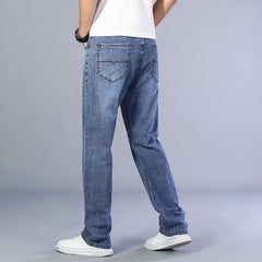 Men's loose wide leg plus size stretch casual jeans