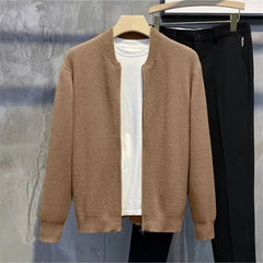 Men's Double Zipper Cardigan Casual All-match Knitted Jacket