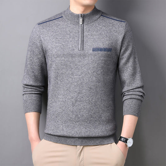 Men's Half Turtle Collar Zip Warm Knitted Wool Sweater