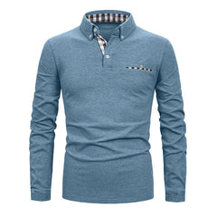 Men's Casual Plaid Stitching Fashion POLO Shirt