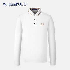 Men's High-end Quality Long-sleeved Embroidered Lapel Casual Polo Shirt