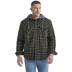 Men's Velvet Windproof Warm Hooded Cotton Plaid Shirt