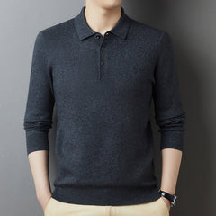Men's Winter Pure Wool Lapel Thickened Casual Warm Sweater