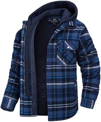 Men's Thick Check Loose Hooded Jacket
