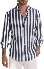 2023 Men's Striped Loose Shirt