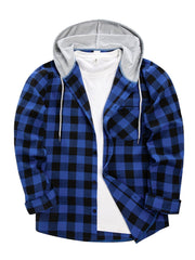 Men's 2024 New Loose Casual Long-sleeved Hooded Plaid Shirt
