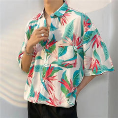 New Men's Casual Large Size Beach Vacation Hawaiian Print Shirt