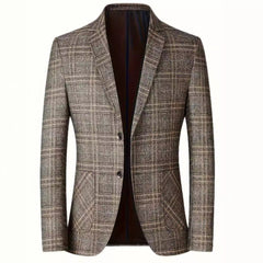 Men's Woolen Plaid Casual Blazer