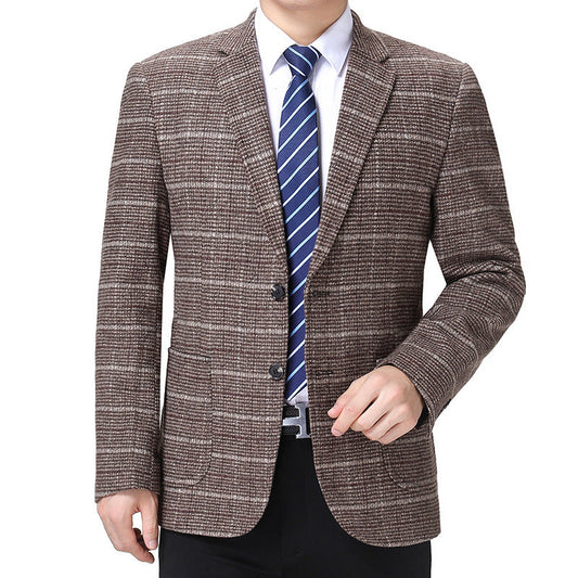 Men's Plaid Business Casual Woolen Blazer