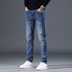 Men's Commuting Loose and Versatile Fashionable Straight Stretch Jeans