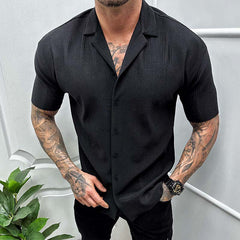 2023 Summer Solid Color Short-sleeved Casual Shirt