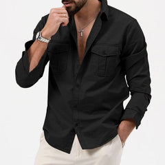 2024 New Men's Multi-pocket Casual Comfortable Long-sleeved Shirt