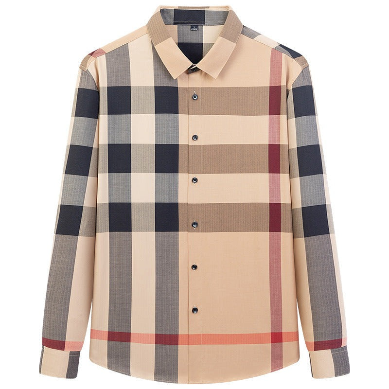 Men's Non-Iron Fashion Plaid Long Sleeve Shirt