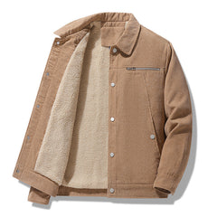Corduroy cotton loose plus velvet thickened jacket