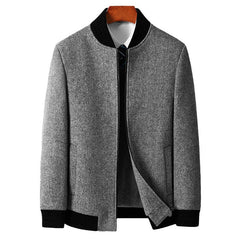2024 Men's Wool Business Casual Cotton Thickened Stand Collar Jacket