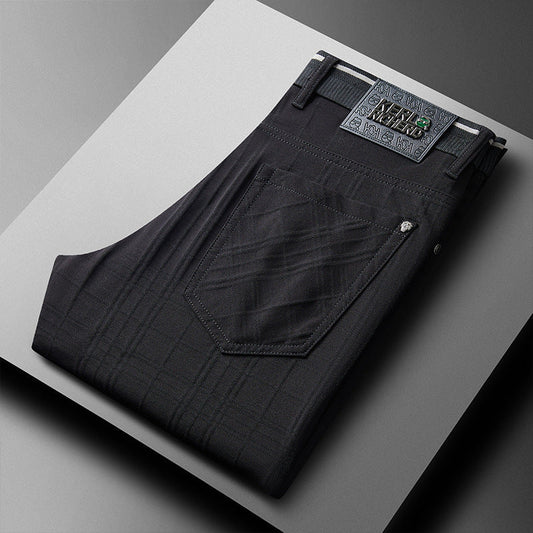 Plaid new high quality breathable straight all-match trousers