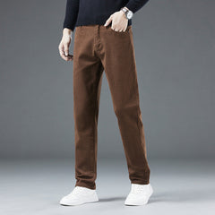 2024 Men's Winter New Pure Cotton High-end Straight Elastic Casual Jeans