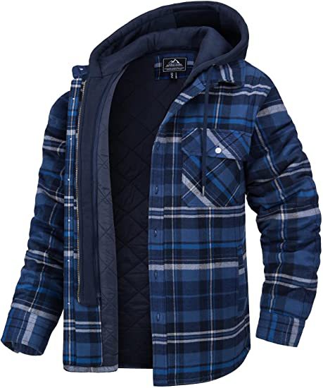 Men's Thick Check Loose Hooded Jacket
