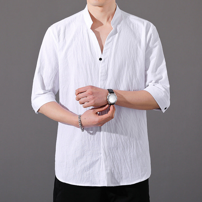 Men's Large Size Loose Linen Shirt