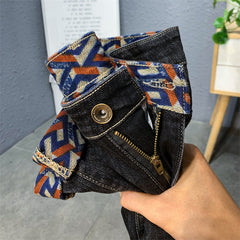 Men's New Elastic Embroidery Comfortable All-match Straight Jeans