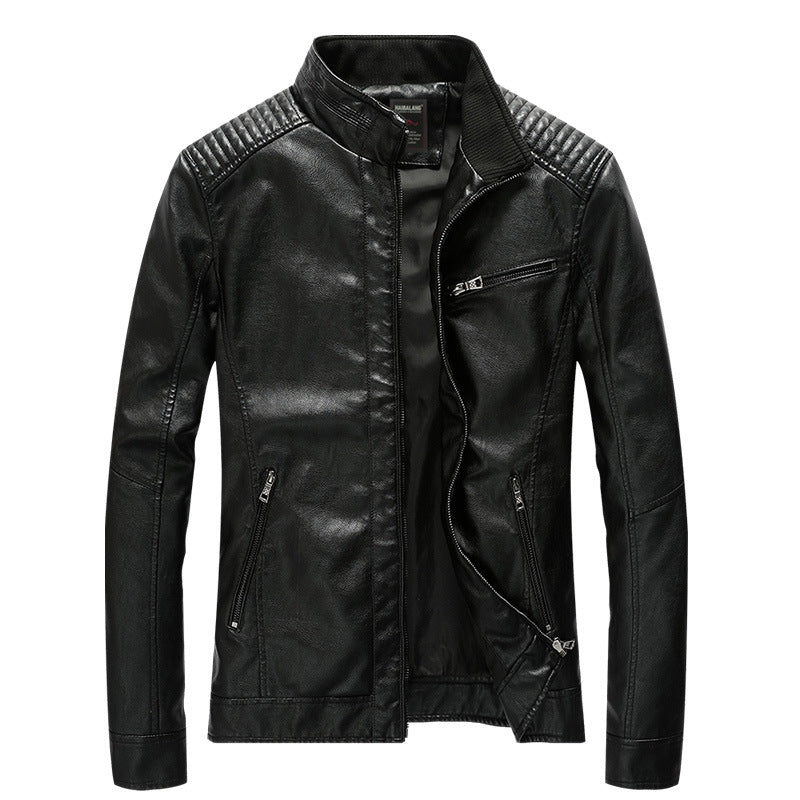 Men's Stand Collar Leather Jacket