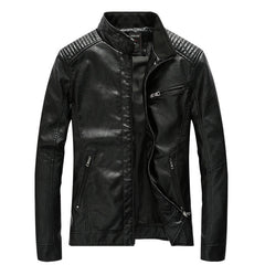 Men's Stand Collar Leather Jacket