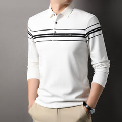 2024 Men's High-end Business Jacquard Striped Polo Shirt