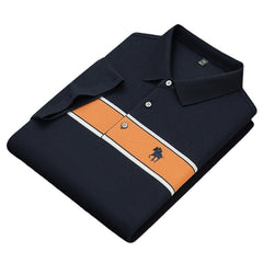 Men's Striped Cotton Embroidered POLO Shirt