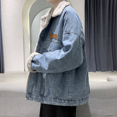Winter fleece thickened denim jacket