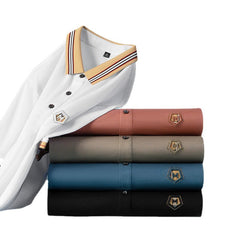 Men's Embroidered Lapel Cotton Polo Shirt