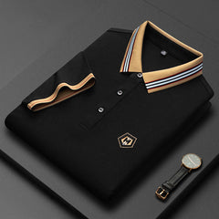 Men's Embroidered Lapel Cotton Polo Shirt