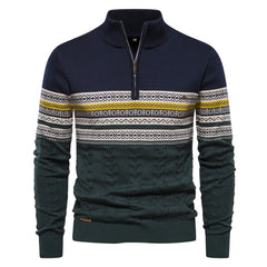 2023 Men's New Stand Collar Half Zipper Knitted High Quality Sweater