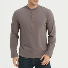 Men's Casual Cotton Long-sleeved Polo Shirt