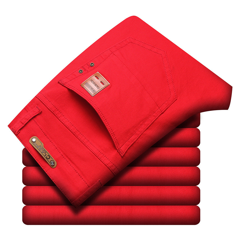 Men's New Color Cotton Stretch Slim Straight Casual Jeans