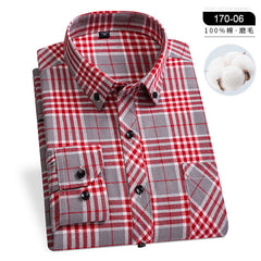 Pure cotton plaid casual lapel shirt